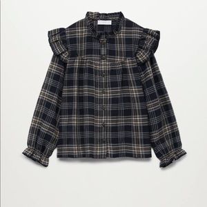 MANGO girls plaid ruffle Carlota blouse